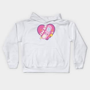 Call Me - Retro Phone with Hearts, Flowers and Stars Kids Hoodie